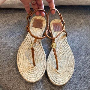 TORY BURCH gorgeous espadrille leather sandals. Brown/tan. Excellent condition.